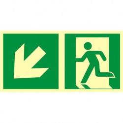 Znak "Do wyjścia ewak .w lewoi w dół "