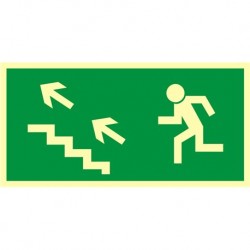 Znak "Kierunek drogi ewak. schodami w górę"