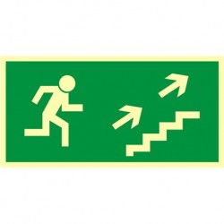 Znak "Kierunek drogi ewak. schodami w górę"
