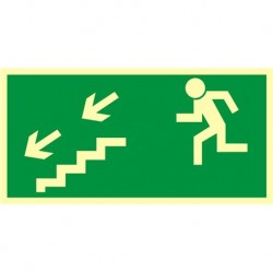 Znak "Kierunek drogi ewak. schodami w dół"