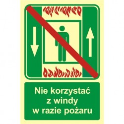 Znak "Nie korzystać z windy w razie pożaru"