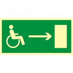 Znak "Do wyjścia ewak .w prawo dla niepełnosprawnych "