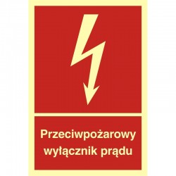 Znak Przeciwpożarowy wyłącznik prądu
