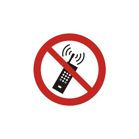 Znak "Zakaz używania telefonów komórkowych"