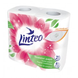 Papier toaletowy Linteo, 4 rolki, biały, dwuwarstwowy.